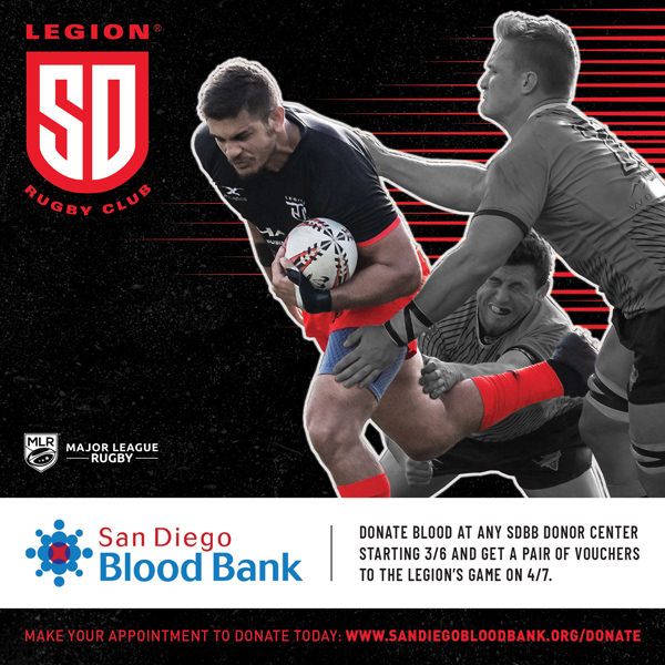 LEGION AND SD BLOOD BANK PARTNER IN MARCH